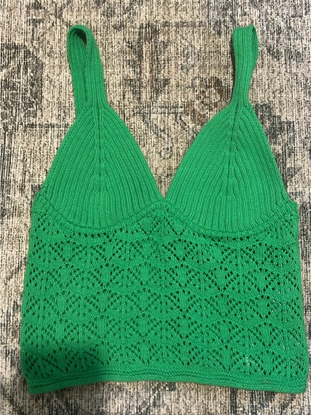 Zara Green Crochet Knit Cami Top